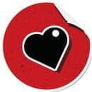 Red sticker with a heart