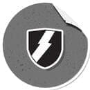 Gray sticker with a shield